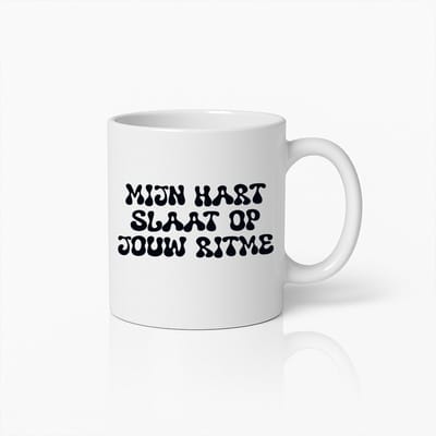 Romantische Koffiemok - "Mijn Hart Slaat Op Jouw Ritme" - Perfect Cadeau Voor Je Geliefde