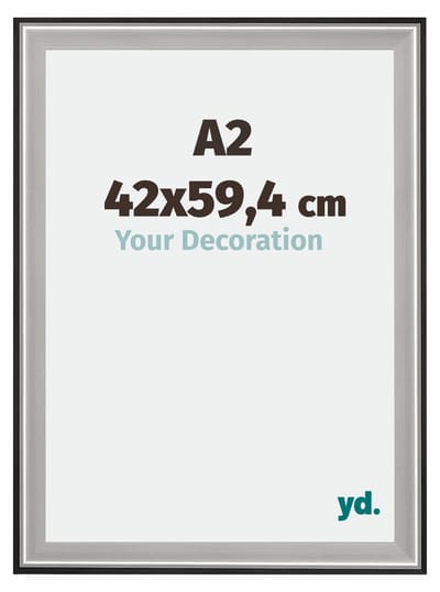 Your Decoration - Fotolijst A2 42x59,4 cm - Hout - Zwart Zilver Gepolijst - Birmingham