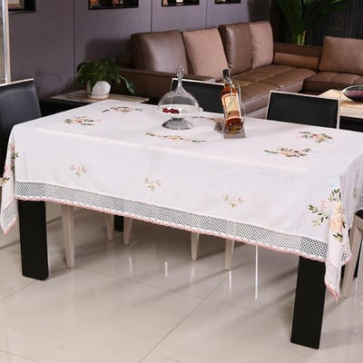 Katoenen tafelkleed puur wit handlint borduurwerk Europese stijl hoes wasbaar tafelkleed voor theetafel 70 X 150CM