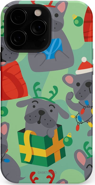 Casetastic hoesje geschikt voor Apple iPhone 13 Pro Max - MagSafe - Dubbellaagse bescherming - Hondje als Kerstcadeau - Fashion Case - Mintgroen Grijs Rood