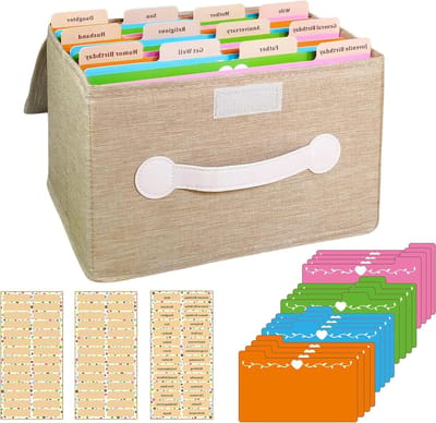 Kaart Organizer - Opbergdoos Kaarten - Kaarten Sorteren - Met 16 Verdelers - Opslag 120+ Kaarten - Khaki