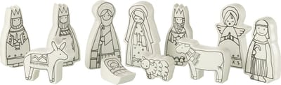 J-Line decoratie Kerststal 11delig dolomite - wit/zwart - large
