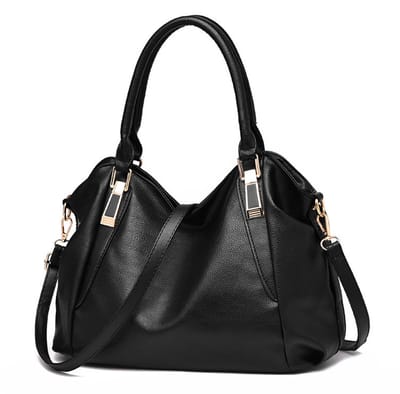 Handtas dames - PU leren schoudertas - Grote capaciteit - Met handvat en crossbody-handvat - Zwart