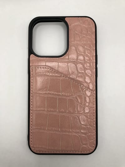 Hoogwaardige Slangenprint Back Cover met pasjes vakje - geschikt voor iPhone 13 / iPhone 14 - Roze