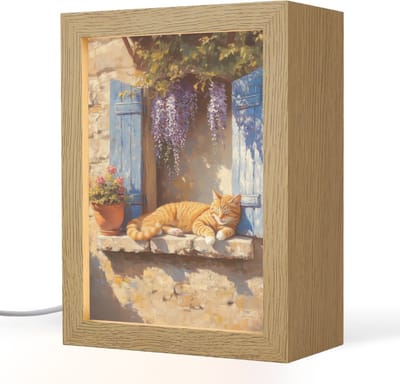 Tafellamp 15x20 cm - LED lamp - Kat - Stenen vensterbank - Bloemen - Decoratieve tafellampen - Dimbaar - Tafellampje slaapkamer - Woonkamer binnen
