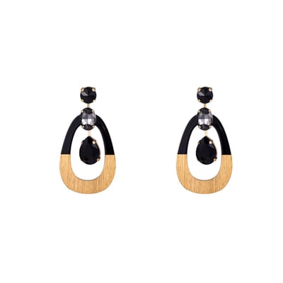 Go Dutch Label Oorknoppen gold dip ovaal Zwart