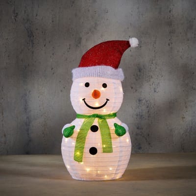 Luca Lighting Kerstverlichting Snowman - 35x35x60 cm - Plantaardige vezel - Klassiek Wit