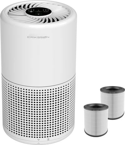 Erikssøn Luchtreiniger Prime - Met Hepa Filter 2x - 70 m3/u - Vermindert Stof En Pollen - Air Purifier - Wit