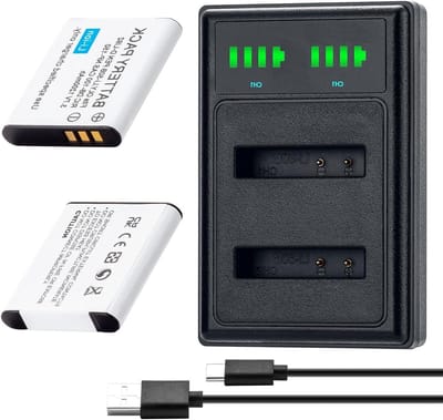 Camera Accu en Oplader - Batterij Set - Camera Gebruik - Dubbele Oplader - 2 stuks - Zwart