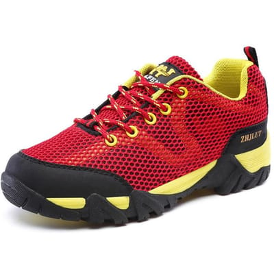 Chaussures Décontractées Plates pour Hommes et Femmes Mode Extérieure à Lacets Été Maille Baskets Basses Antidérapantes Respirantes Grande Taille 36 -47 38 red