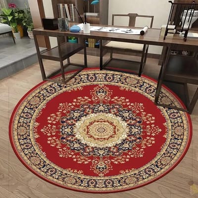 Europees Retro Chinees Rond Tapijt Woonkamer Theetafel Mat Computerstoel Kussen Huisdecoratie Antislip Zacht Pluizig Kleed 80cm 31.4 in