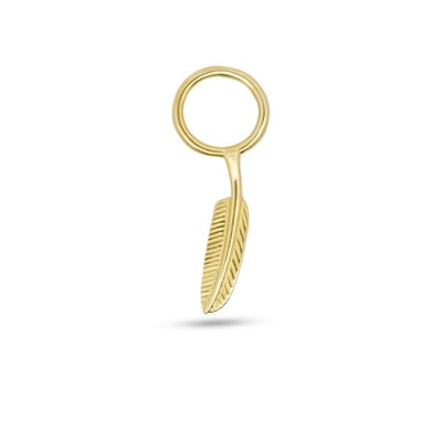 New Bling - 9NBG-O146 - 14K goud – Oorbelhanger - per stuk – Veer