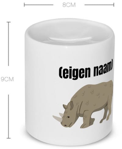 Akyol - neushoorn met eigen naam Spaarpot - Neushoorn - neushoorn liefhebbers - iemand die houdt van neushoorns - verjaardag - cadeau - kado - 350 ML inhoud