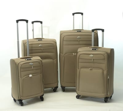 Kofferset Banerle - 4 Delig Softcase - 4 Wielen Reisbagage - Khaki
