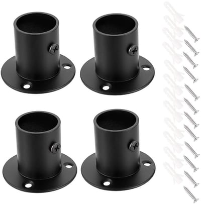 Dailygoods- Gordijnroedehouder - 4 Stuks - Roestvrij Staal - Zwart - Steun voor Kastgordijn - Geschikt voor Pijpdiameter 23-25 cm - Gordijnsteun