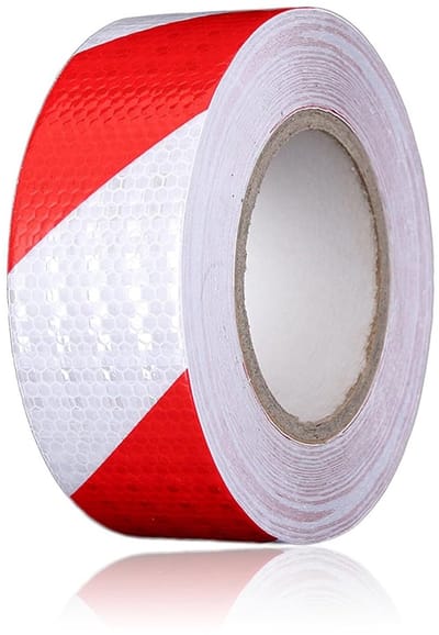 Reflecterende Zelfklevende Tape 25 m x 5 cm - Waterdichte Waarschuwingsband voor Auto's, Fietsen en Trailers met Rood-Witte Reflectoren