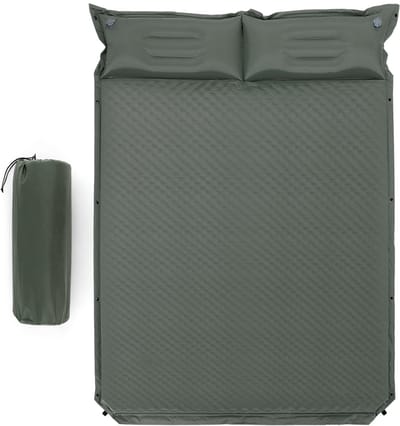 COSTWAY Campingmat, zelfopblazend, 2 personen, campingmat met kussen, ultralicht, waterdicht, luchtmatras, campingmatras, slaapmat voor kamperen, wandelen, strand, reizen