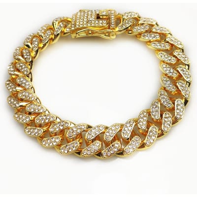 Gepersonaliseerde Hondenhalsbanden Voor Kleine Middelgrote Grote Honden Kat Gouden Ketting Diamant Cubaanse Halsband Met Design Veilige Gesp Huisdier Ketting Decoratie 25cm-10inch goud