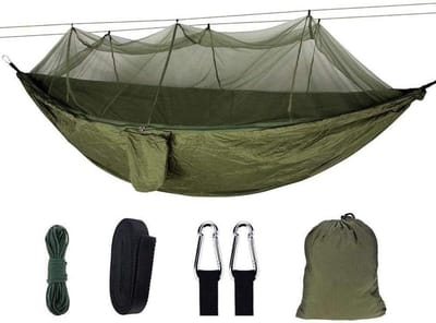 Hangmat met muggennet - Kampeer schommel - Outdoor relaxen - Extra groot ontwerp - 300 KG draagkracht - Groen