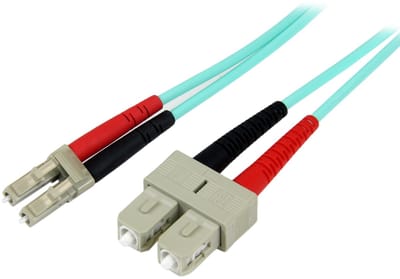 StarTech.com 1m LC/UPC naar SC/UPC OM3 Multimode Glasvezel Netwerkkabel, Full Duplex 50/125µm Zipcord Fiber, 100G Netwerken, LOMMF/VCSEL, <0.3dB Low Insertion Loss, LSZH Fiber Optic Patch Kabel
