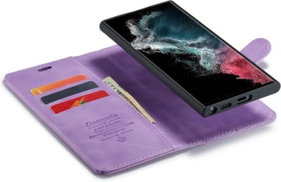 CaseMania Bookcase hoesje geschikt voor Samsung Galaxy S24 Ultra - Effen Lila - Kunstleer