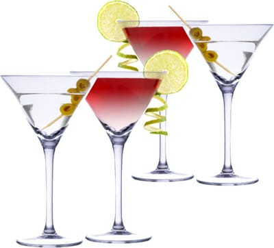 Martini cocktailglazen - glas - 12x stuks - 220 ml - Cocktail glazen - Cocktails drinken - Cocktails