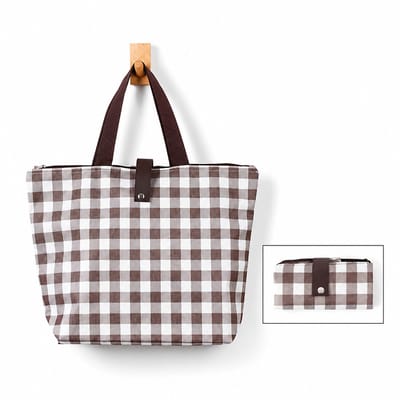 Shopper met Ritssluiting - Opvouwbaar - Boodschappentas - Herbruikbare Tas - Compact & Wasbaar - Bruin