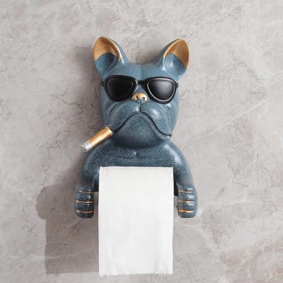 Grijze Cartoon Bulldog Toiletpapier Houder en Keukenrolhouder voor Badkamer en Keuken Decoratie