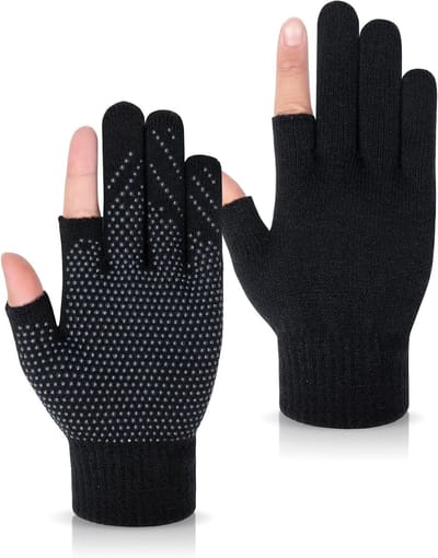 Unisex Vingerloze Gestreepte Handschoenen voor Winter, Perfect voor Wandelen, Autorijden en Werk