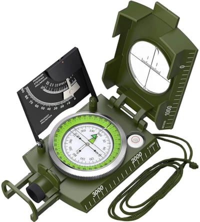 Multifunctioneel Geologisch Kompas – Hoge Precisie Waterdicht Outdoor Kompas voor Kamperen, Hiking, Overleving en Navigatie – Fluorescerend Metaal Kompas voor Avontuur en Survival