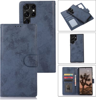 Bookcase geschikt voor Samsung Galaxy S23 Ultra | Hoogwaardig Pu Leren Telefoonhoesje | Lederen Wallet Case | Blauw