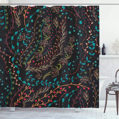 ABAKUHAUS Bloemen Douchegordijn – 175x180 cm – Multicolor