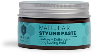 Bert & Bert Men's Matte Hair Styling Paste – Matte Haarpasta voor Mannen – Sterke Flexibele Hold – Natuurlijke Finish – Voor Kort tot Middellang Haar