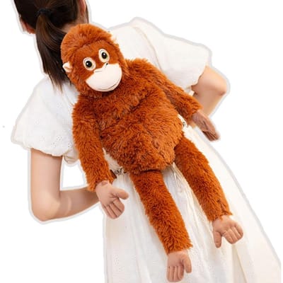 Mignon Sac à Dos Peluche Gorille Rouge Simulation Poupée Singe Super Doux Peluche Orang-outan Sac Kawaii Dessin Animé Ami Cadeau Décoration Voiture orange