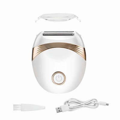 By shayne - Elektrisch scheerapparaat - Bikini-trimmer - Draagbaar en USB-oplaadbaar - Wit met roze accenten - Haarverwijderaar voor dames - Geschikt.