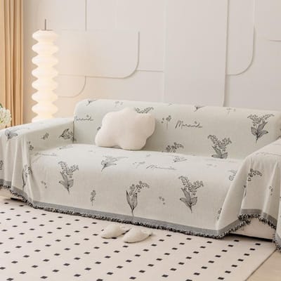 Eifloy Chenille handdoek voor 4-5-zitsbank, decoratieve, omkeerbare hoes voor relaxfauteuil, universele hoes voor fauteuils, geschikt voor katten en honden. 180x130cm zwart