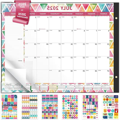 Bureaukalender Planner - Maandplanner Agenda - Planning Thuis - Inclusief Planstickers - 56 x 43 cm - Geometrie