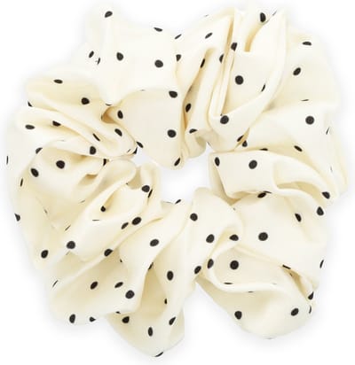 Lajetti - Scrunchie Wit met Zwart gestipt Haarelastiek Haaraccessoire - 1 stuk
