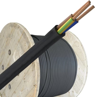 VMVL (H05VV-F) kabel 3x2.5mm2 zwart per haspel 500 meter