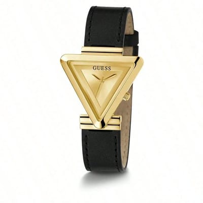 Guess Fame Quartz Analoog Horloge Zwart Kast Gemaakt Van 100% Roestvrij Staal En Een Armband Van 100% Echt Leer 31 GW0548L3