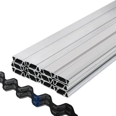 Verenstaal en Sluitkanaal, 6,56ft Verenslot & U-Kanaal Bundel voor Kas, 50 Pakken PE-Gecoat Verenstaal & Aluminiumlegering Kanaal, Plastic