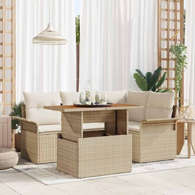vidaXL - Tuinbank - Set - 5 - st - beige - en - crèmekleurig