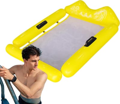 Waterhangmat - Opblaasbaar vlot - Ontspannen op water - Verbeterde antislip textuur - 78 x 110 cm - Geel