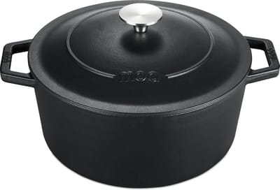 MOA Gietijzeren Braadpan - 5,7L Stoofpot - Voor Alle Warmtebronnen incl. Inductie - Met Deksel - Ø 26cm - Anti-Aanbaklaag - PFAS-vrij - Zwart