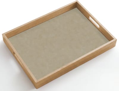 Dienblad hout 50x35 cm - Schootdienblad - Taupekleur - Gewolkt textuur - Natuurlijk - Borrelplank rechthoek - Plateau dienbladen