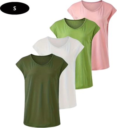 Nivard Sportshirt Dames - Sport - Fitness - Compressie Shirt - Corrigerend Hemd - Sportkleding - Vrouwen - 4 Stuks - Gemengd - S