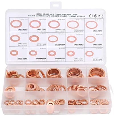 Dailygoods- Afdichtringenset 150 stuks - Rood Koper - Duurzaam - Draagbaar - Georganiseerde Opbergdoos - Temperatuurbestendig - Ringenset