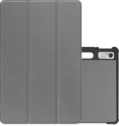 Hoes - Geschikt voor Lenovo Tab P11 Pro - Dun & Stevig - Trifold Bookcase - Hard Cover Case - Met Uitsparing Geschikt voor Lenovo Pen - Hardcover Book - Tablet Hoesje - Grijs