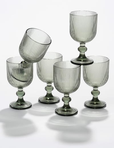Mica Decorations Merlot Wijnglas set van 6 - 250 ml - Glas - Grijs