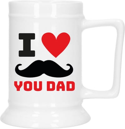 Bellatio Decoration Cadeau Bierpul voor papa - rood - liefde - keramiek - 530 ml